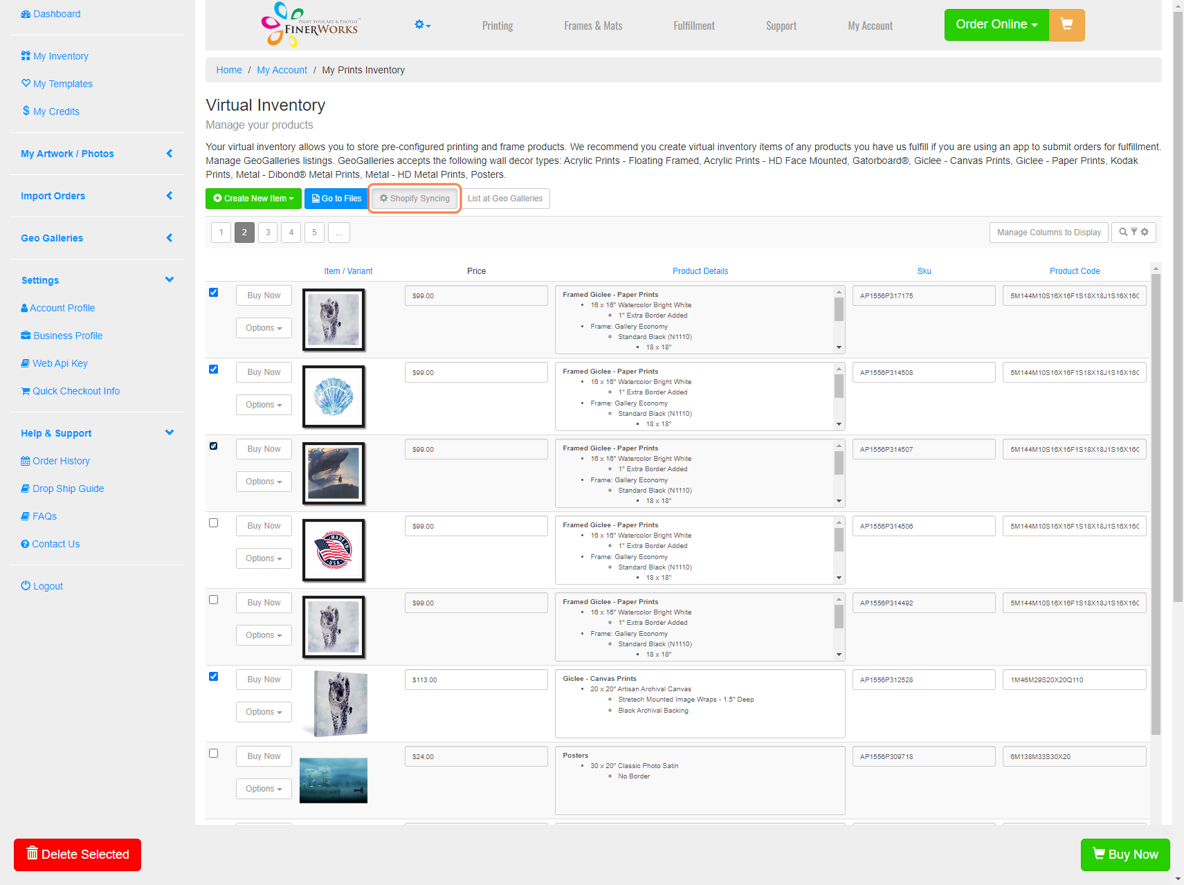 Click the "Shopify Syncing" button
