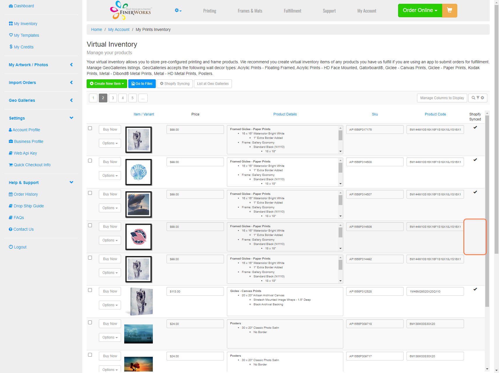 Shopify Synced Column Appears …