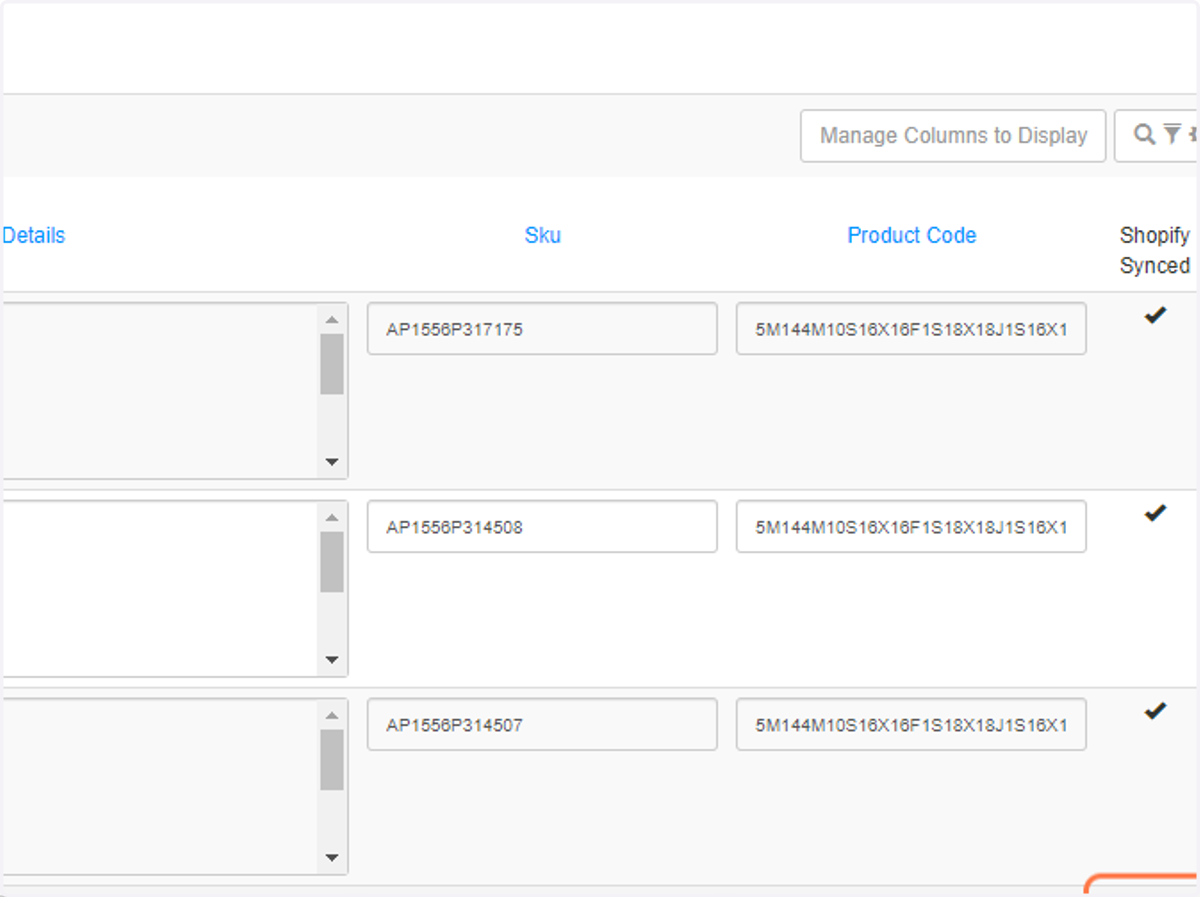 Shopify Synced Column Appears …