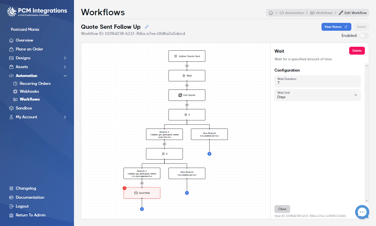 Click on the Send Mail node