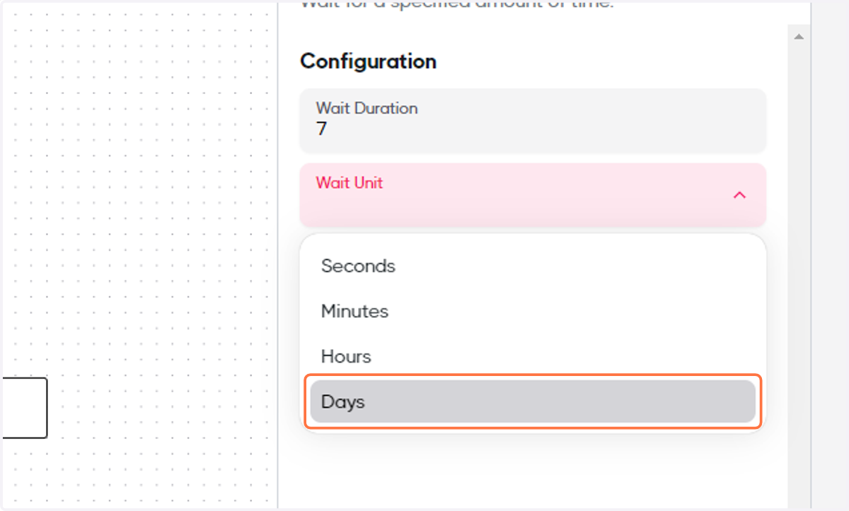 Select a Wait Unit