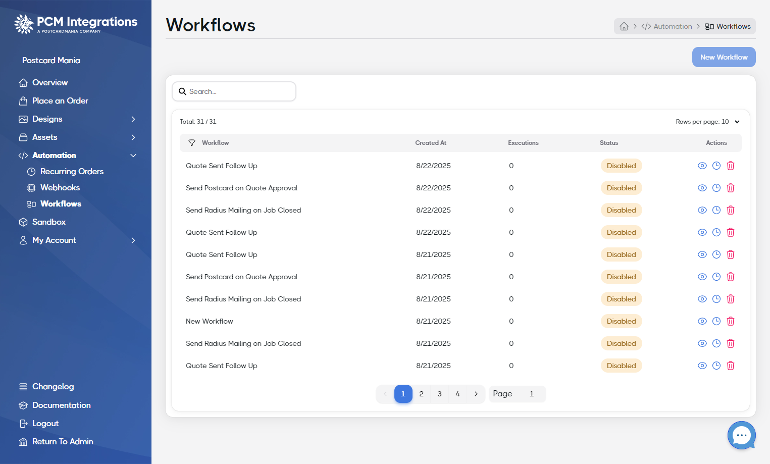 Click on New Workflow
