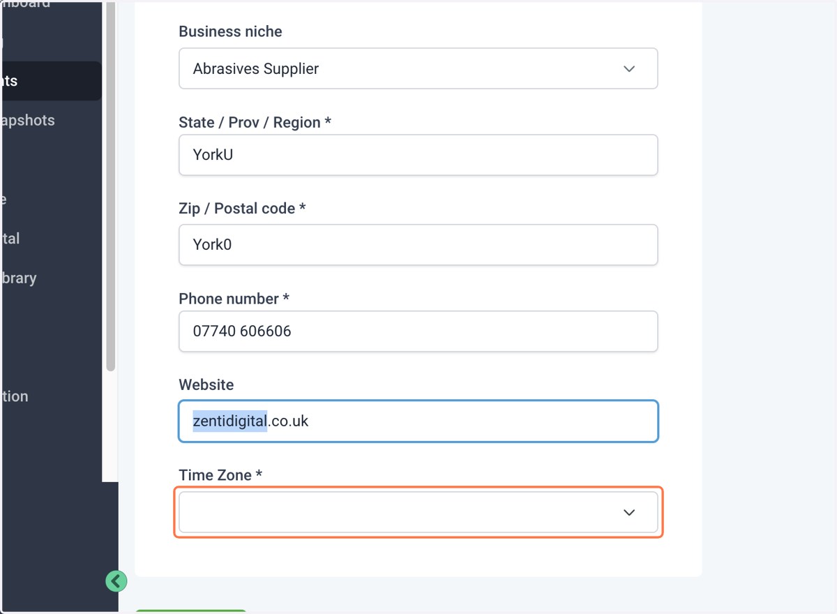 Click on button