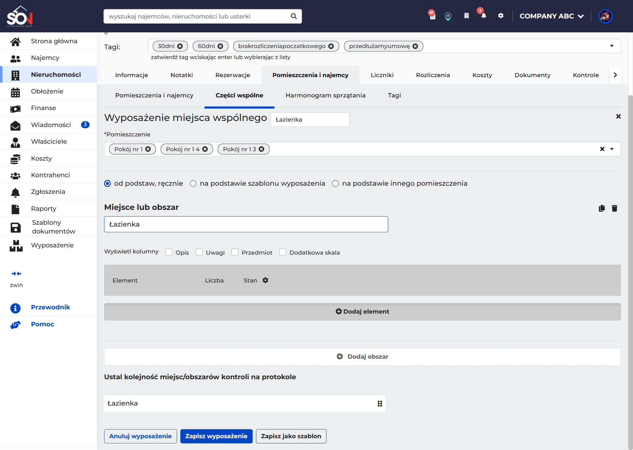 Następnie dodaj dodaj elementy w ramach tego obszaru
