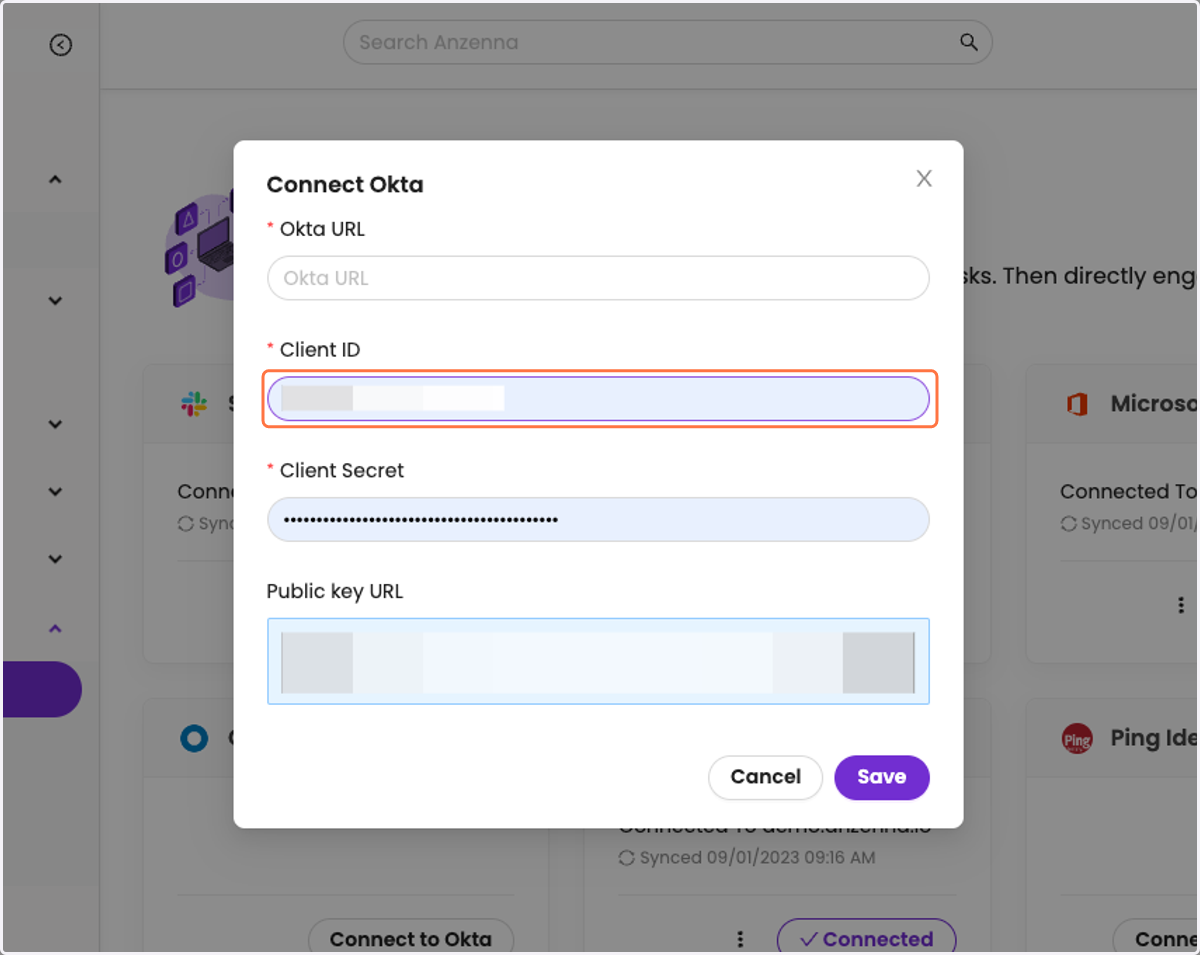 Fill the client ID and secret and domain URL, and click Save.
