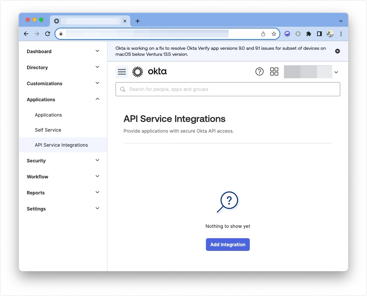 Go to API Service Integrations and Click Add Integration