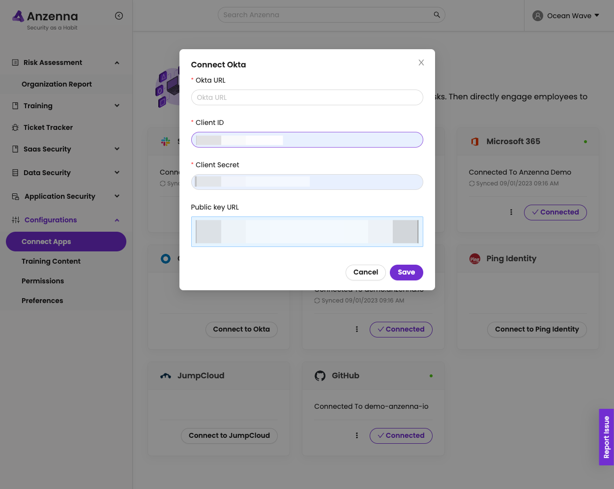 You will see a screen for asking you client ID and secrets