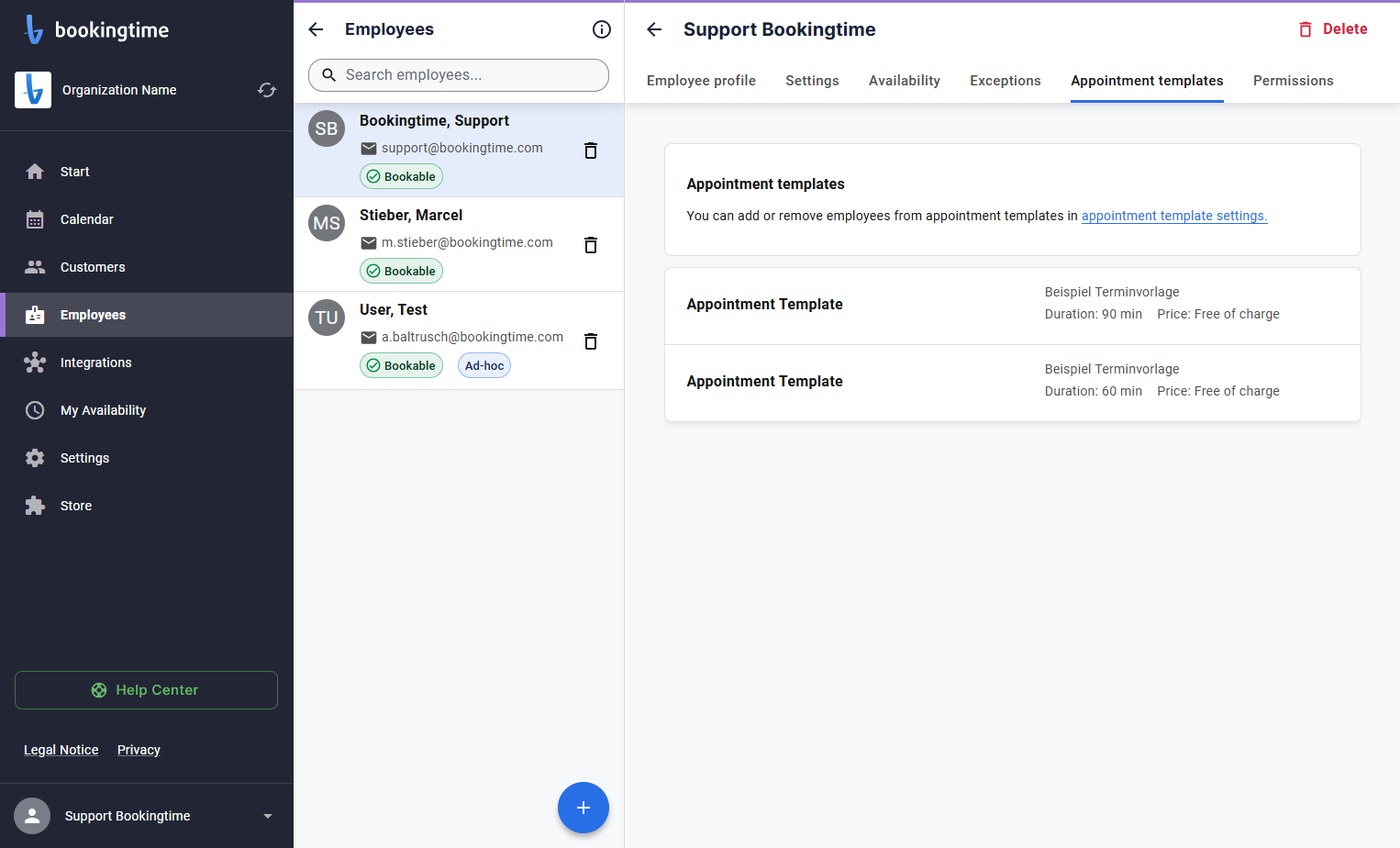 Click on the blue link "appointment template settings"