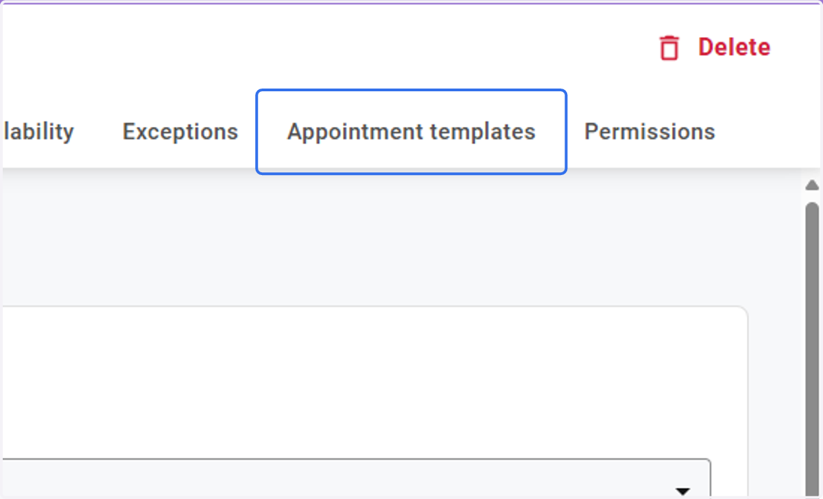 In the employee profile, select the Appointment Templates Tab