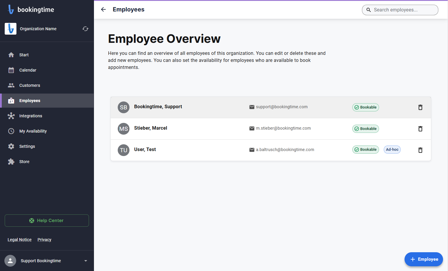 Click on the name of the Employee that you wish to edit.