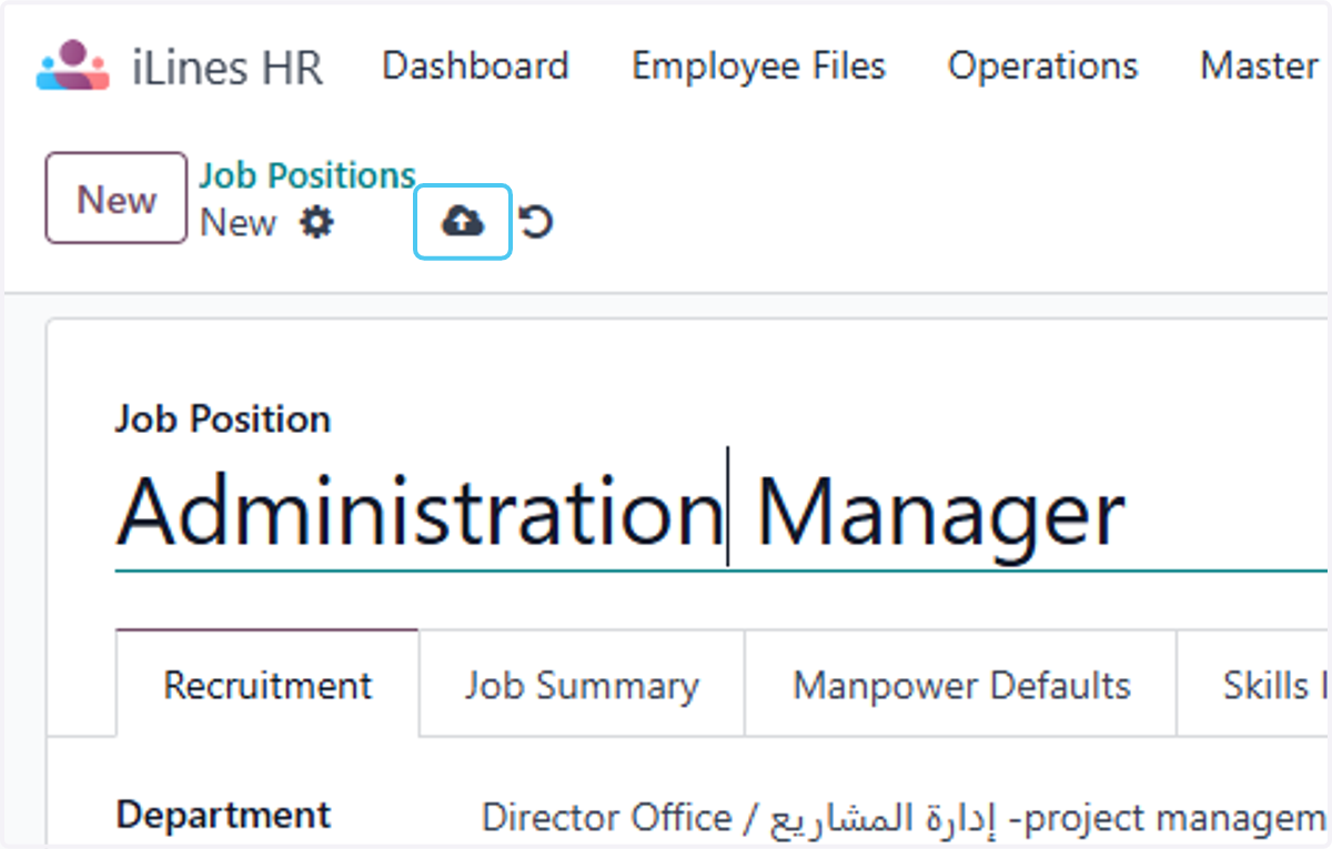 Click on Save manually to create the job Possitionf