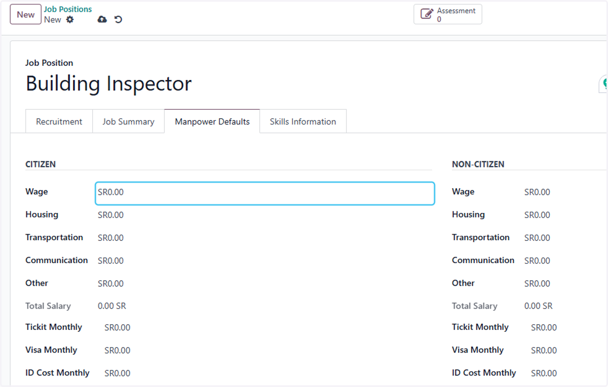 Click on wage and add wage details if Any