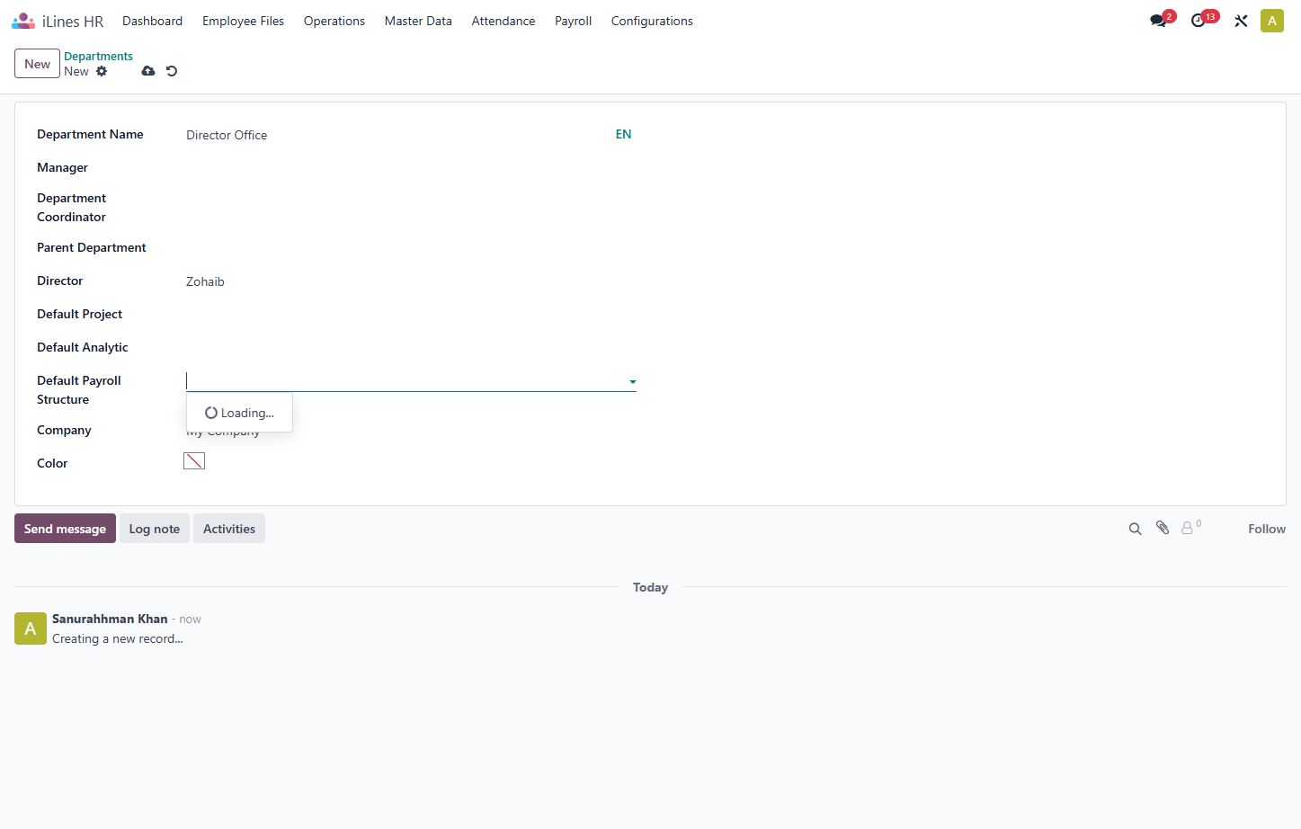 Click on Default Payroll Structure if You want to add default Payroll Structure
