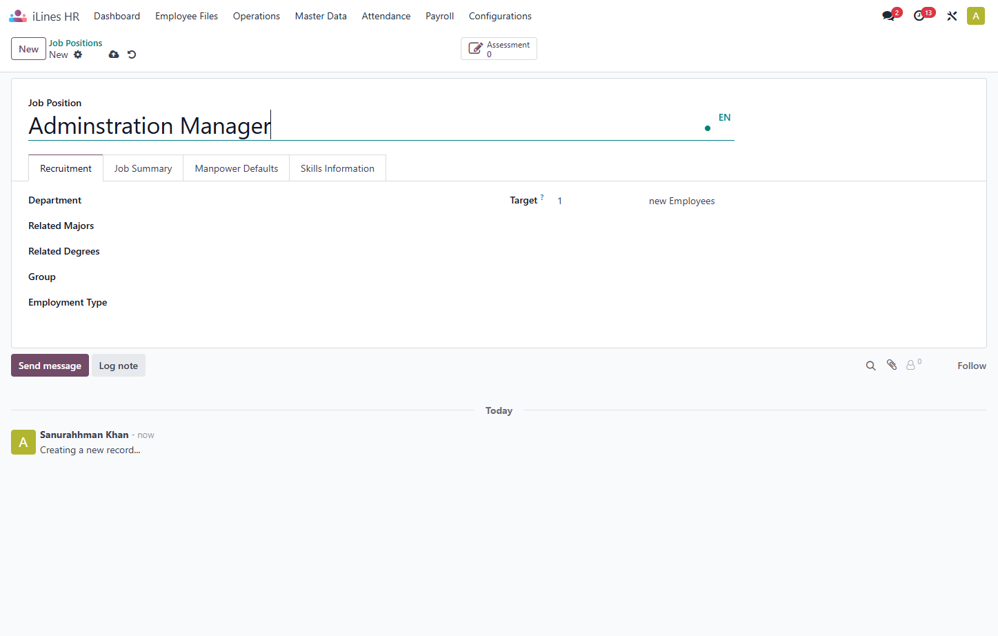 Type "Adminstration Manager"