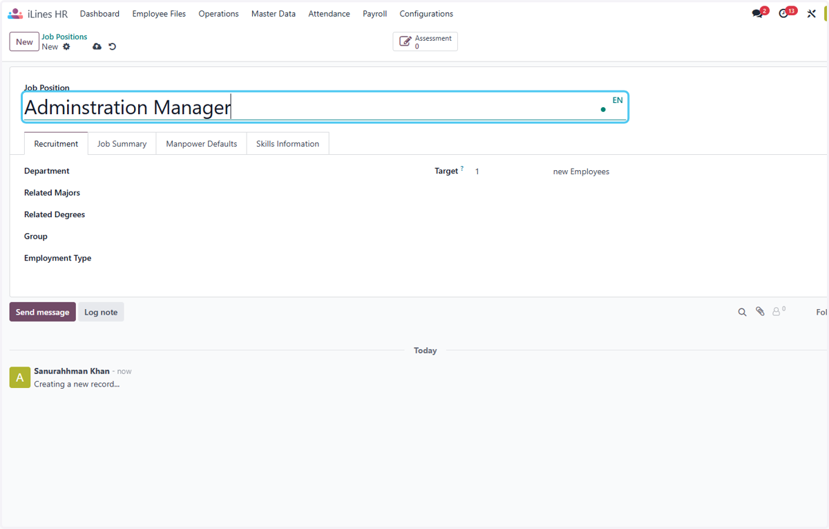 Type "Adminstration Manager"