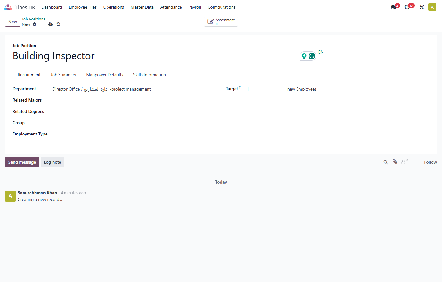 Click on Save manually Finally the Job Position is created