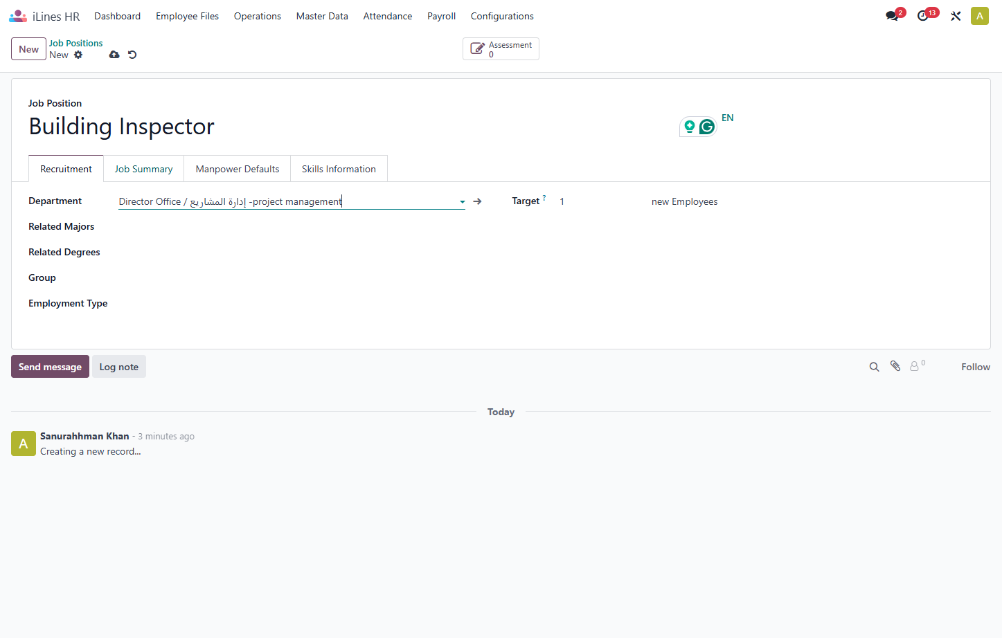 Click on Job Summary to add any summery for the positon