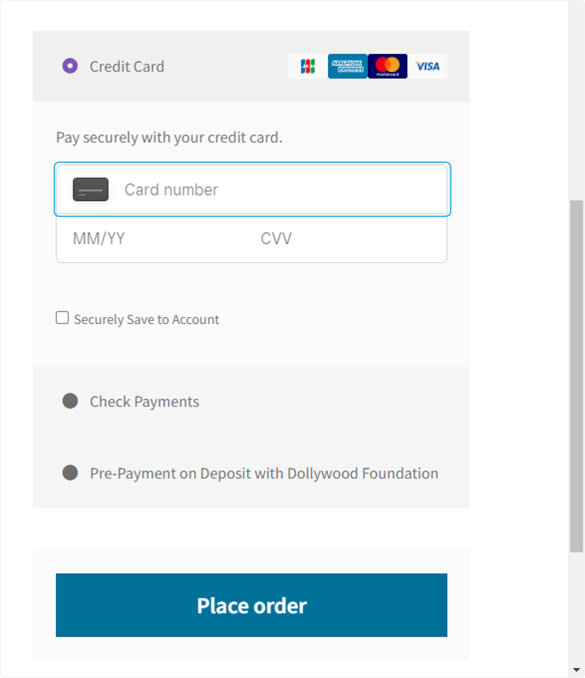 Enter payment informatom