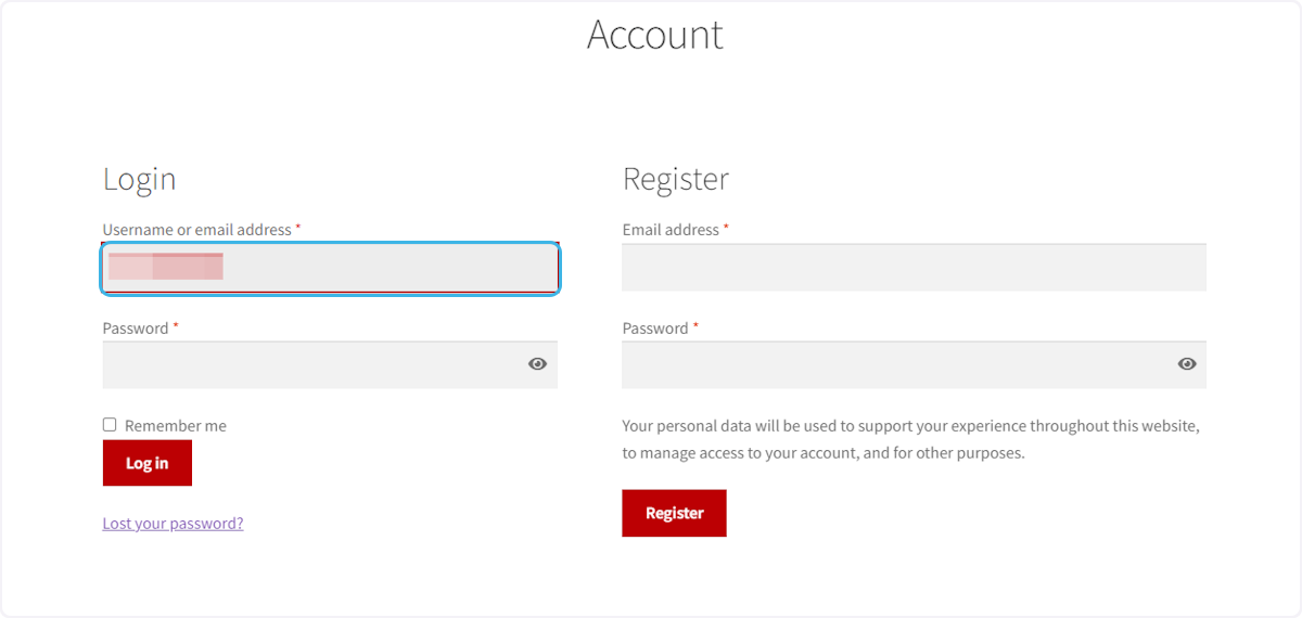 You can now Login/Register/ or reset the password if needed