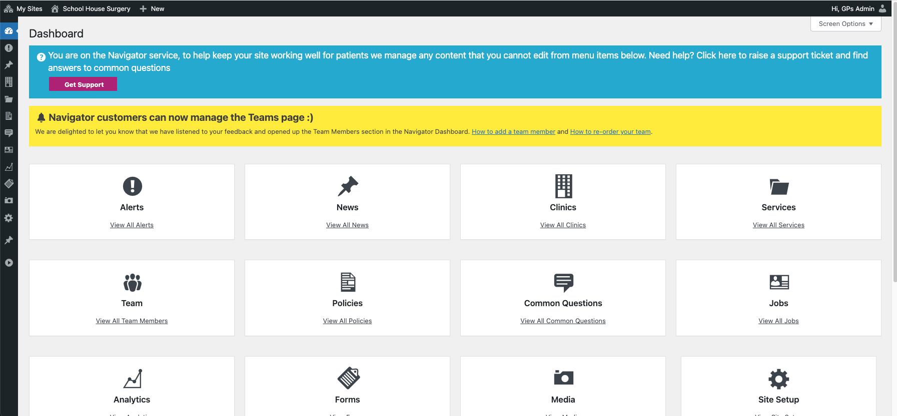 Log in to your Navigator website