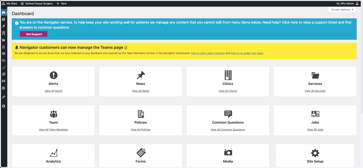 Log in to your Navigator website