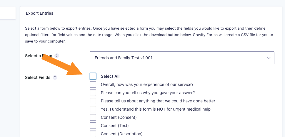 Select All check box