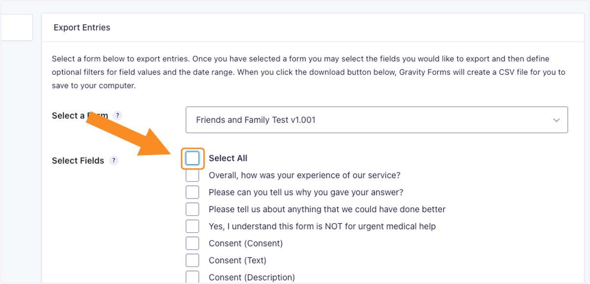Select All check box