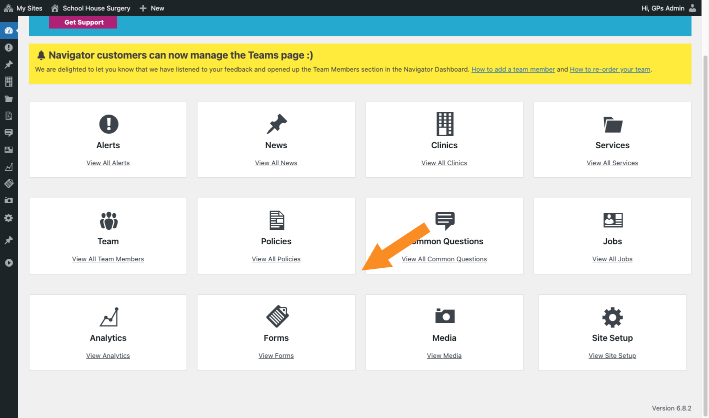 Select Forms from your Dashboard