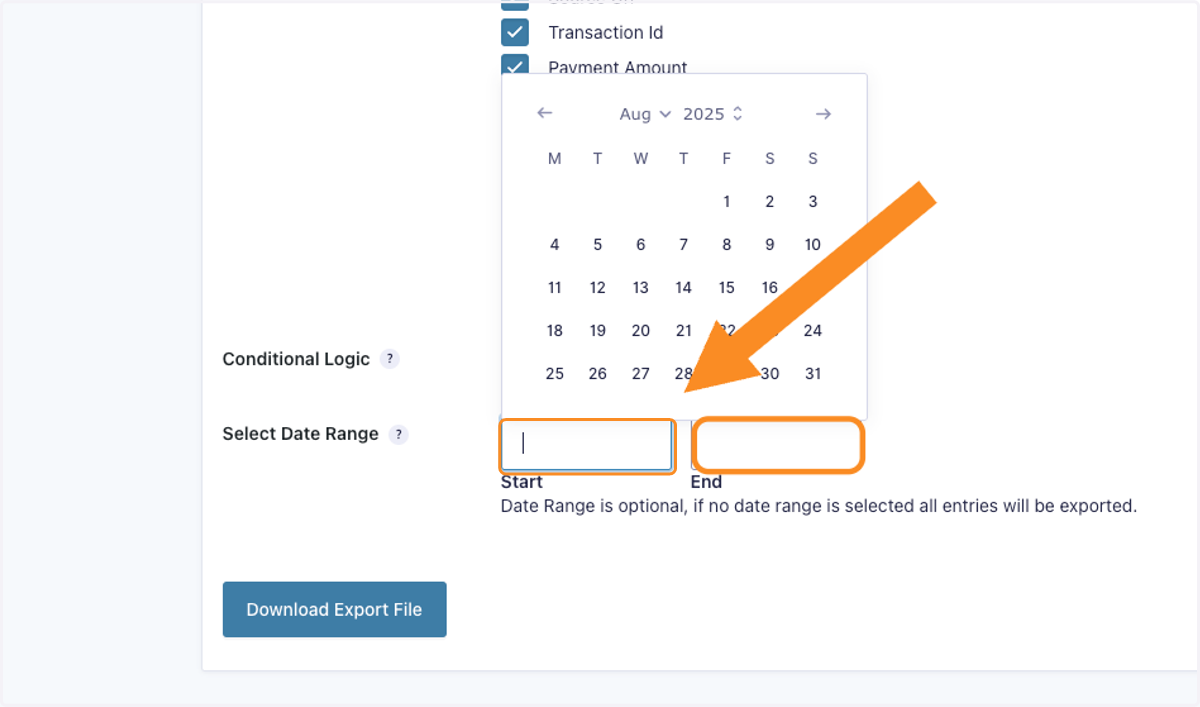 Select date range
