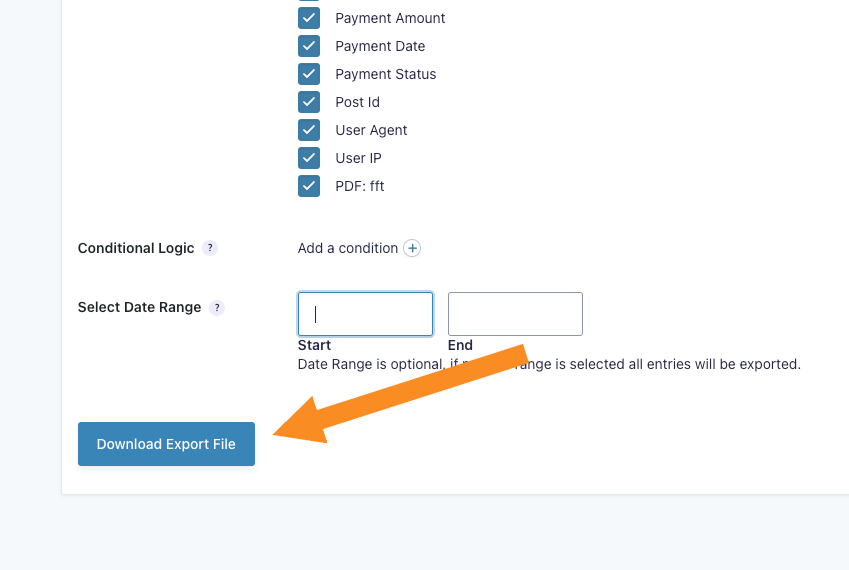 Click on Download Export File