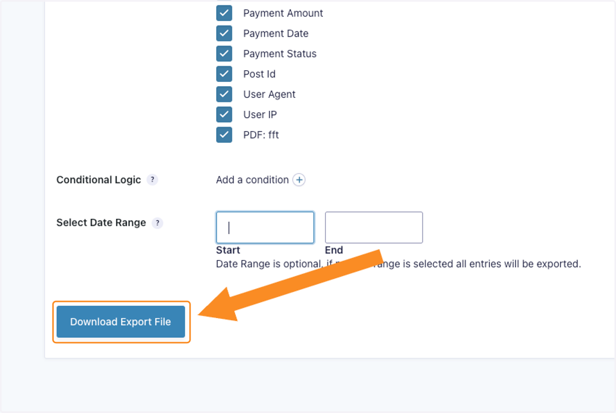 Click on Download Export File