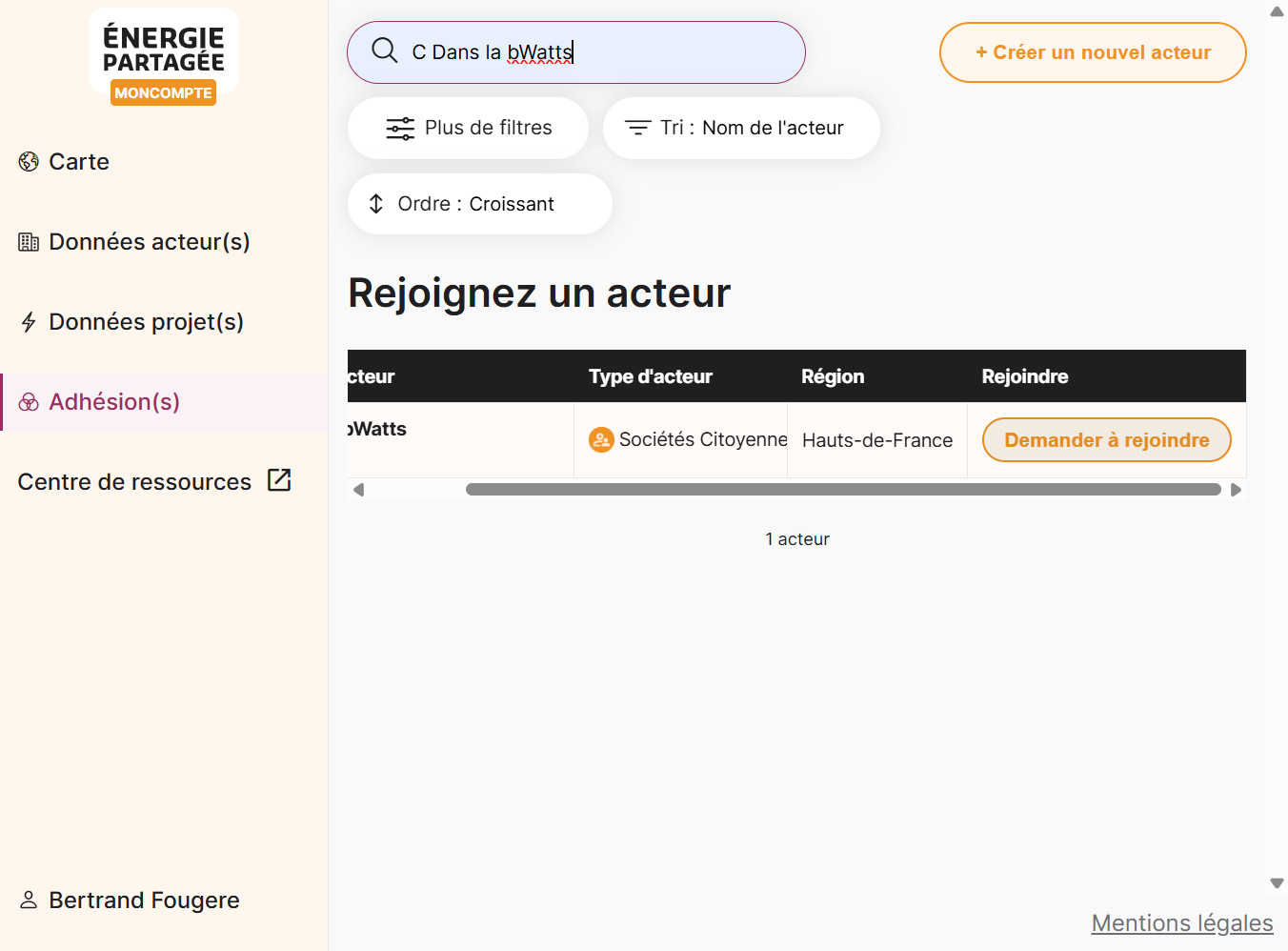 Cliquer sur Demander à rejoindre