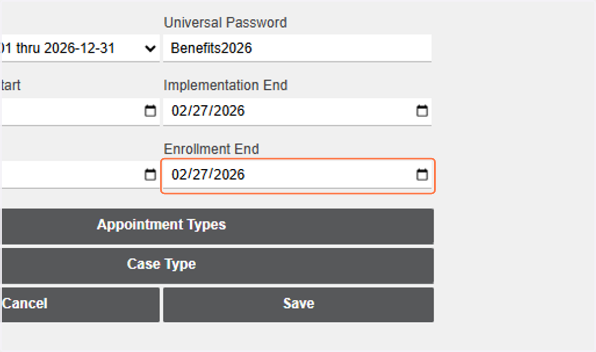 Input Enrollment End Date