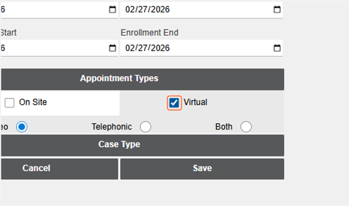 Select Appointment Type