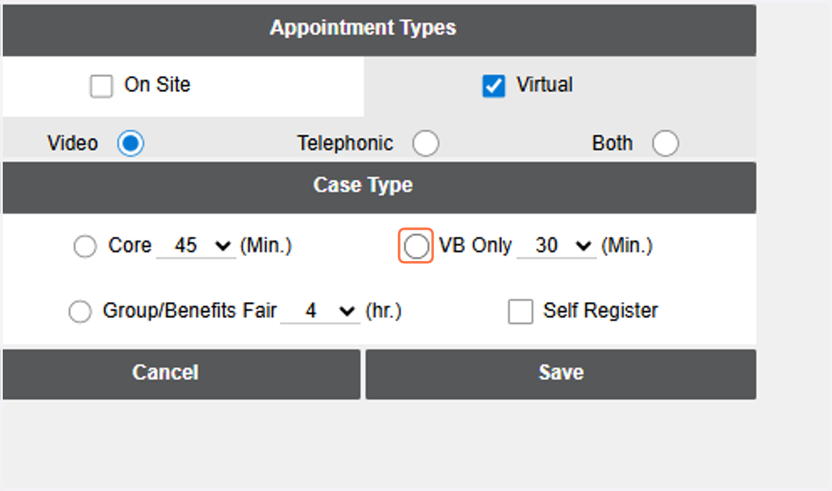 Select Appointment Duration Time