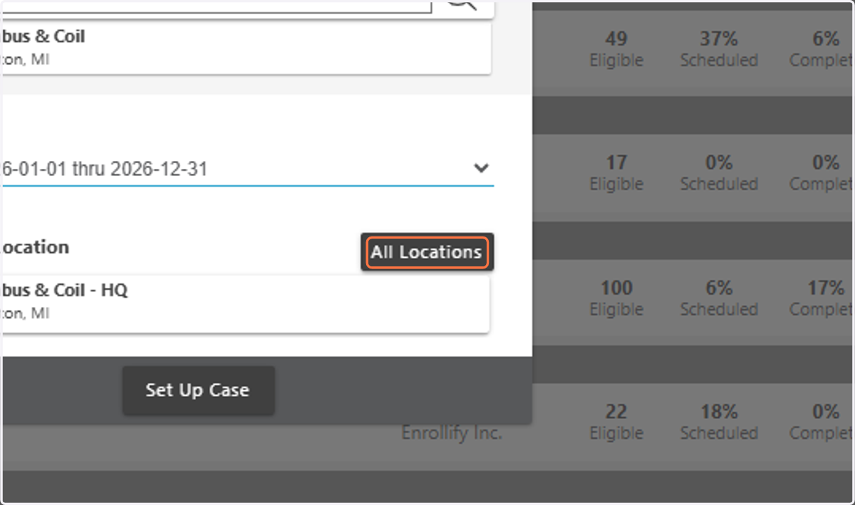 Click on All Locations or Select Specific Locations