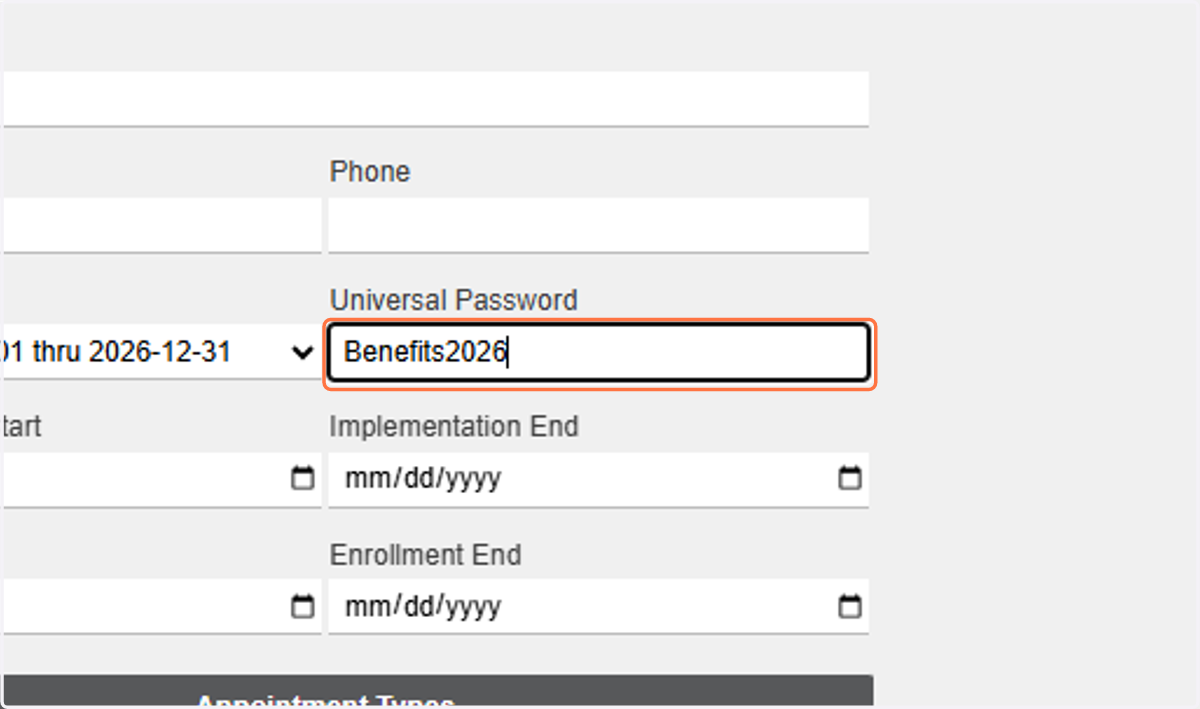 Type in Universal Password