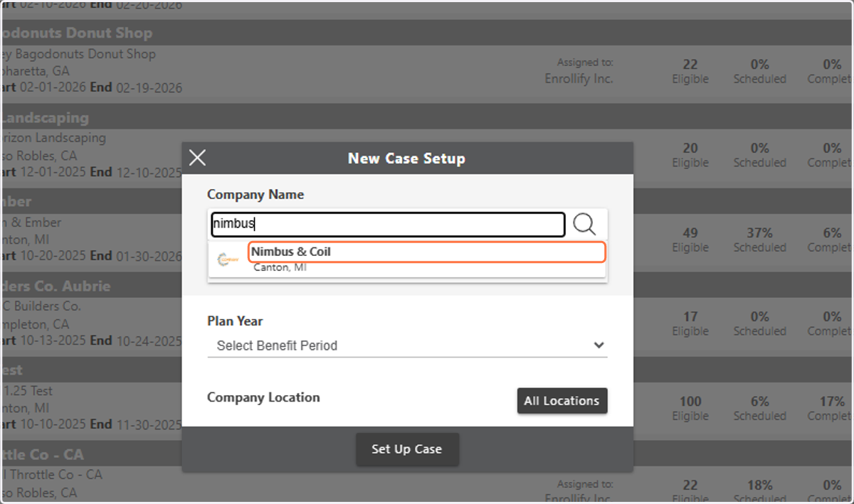 Click on Company Name