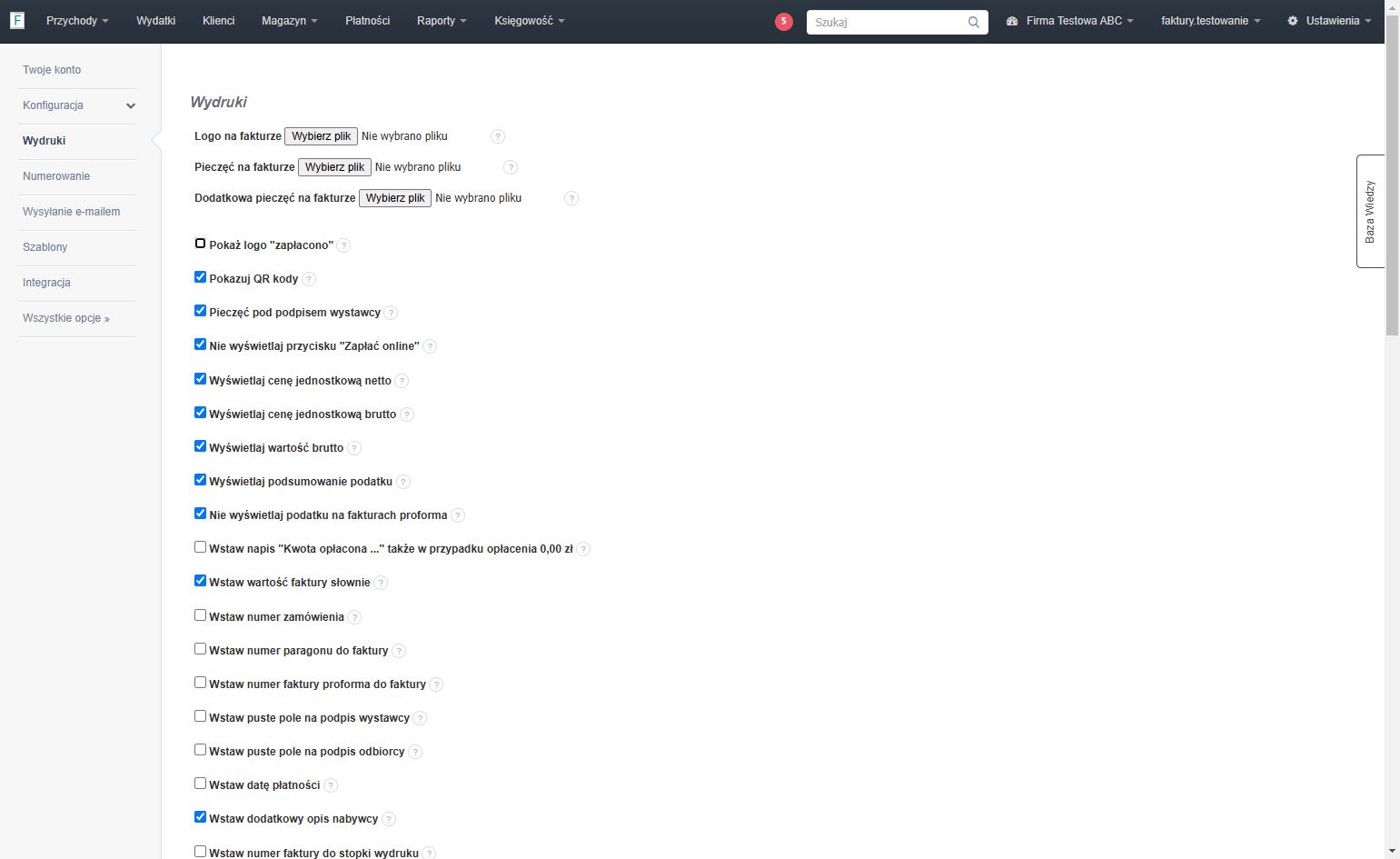 Odznacz checkbox przy opcji 'Pokaż logo "zapłacono"', by dezaktywować widok pieczęci.