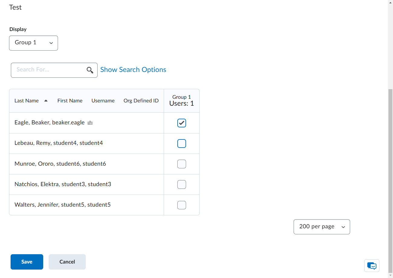 Select the users you want to enroll in the group