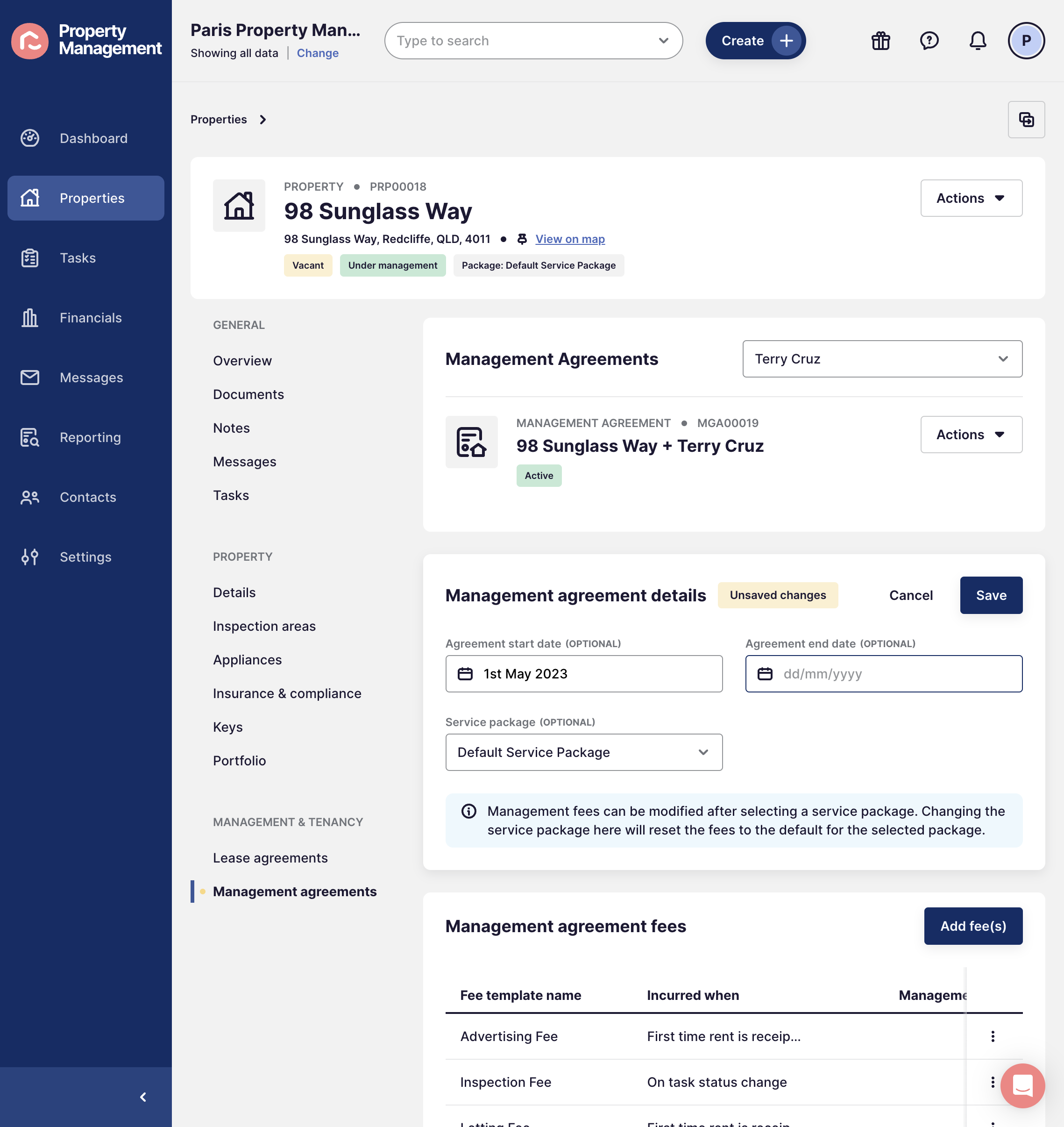 Add an agreement end date and save