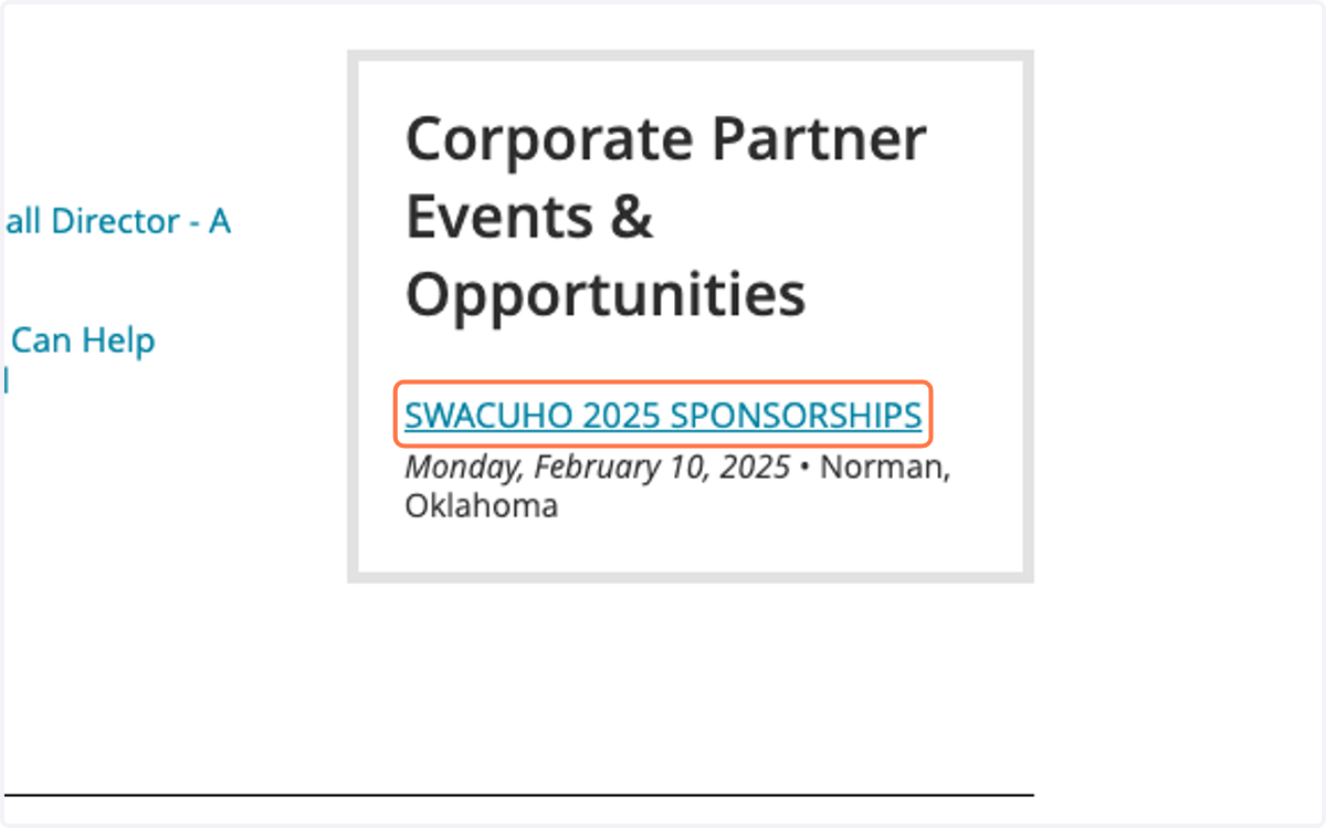 Click on SWACUHO 2025 SPONSORSHIPS