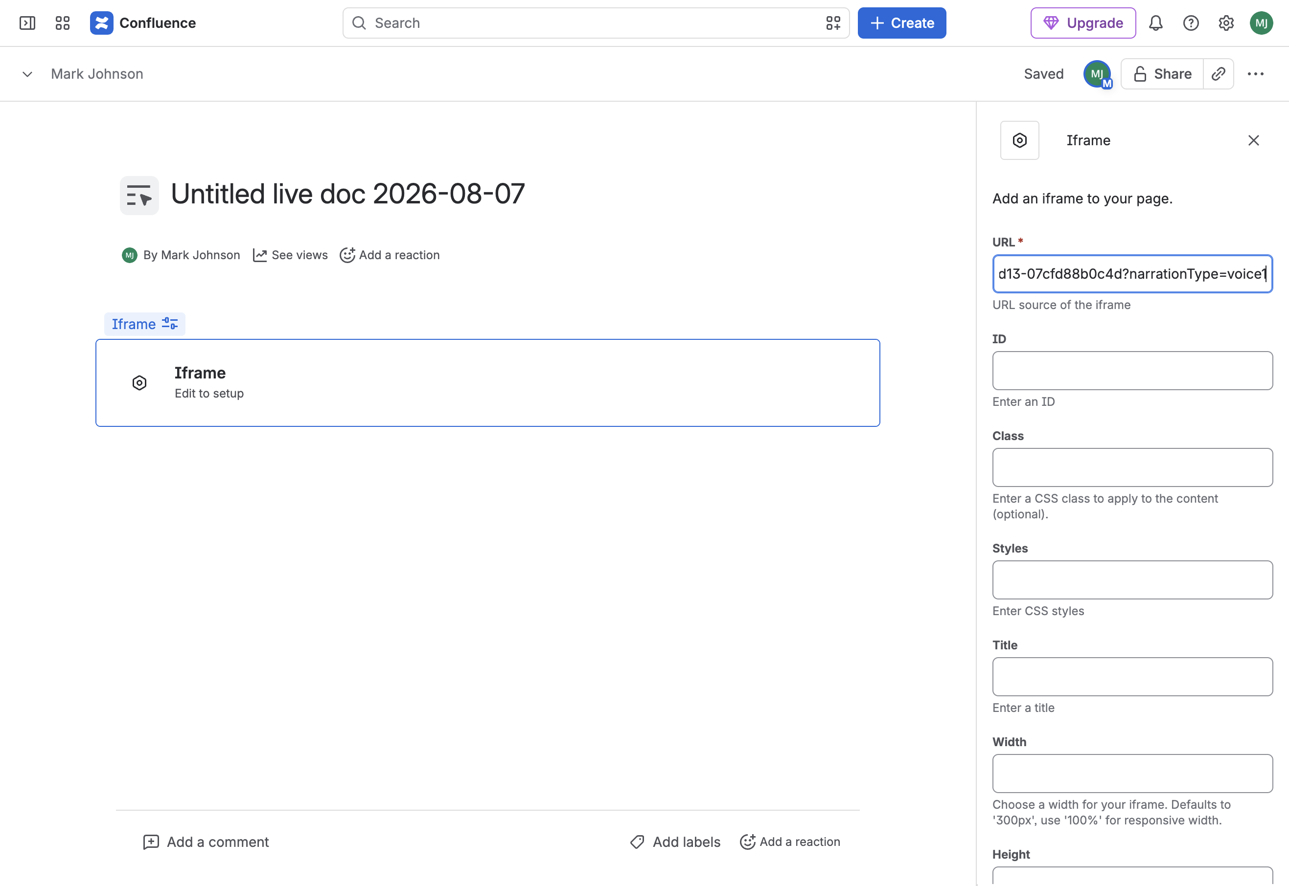 Paste the embed URL into input