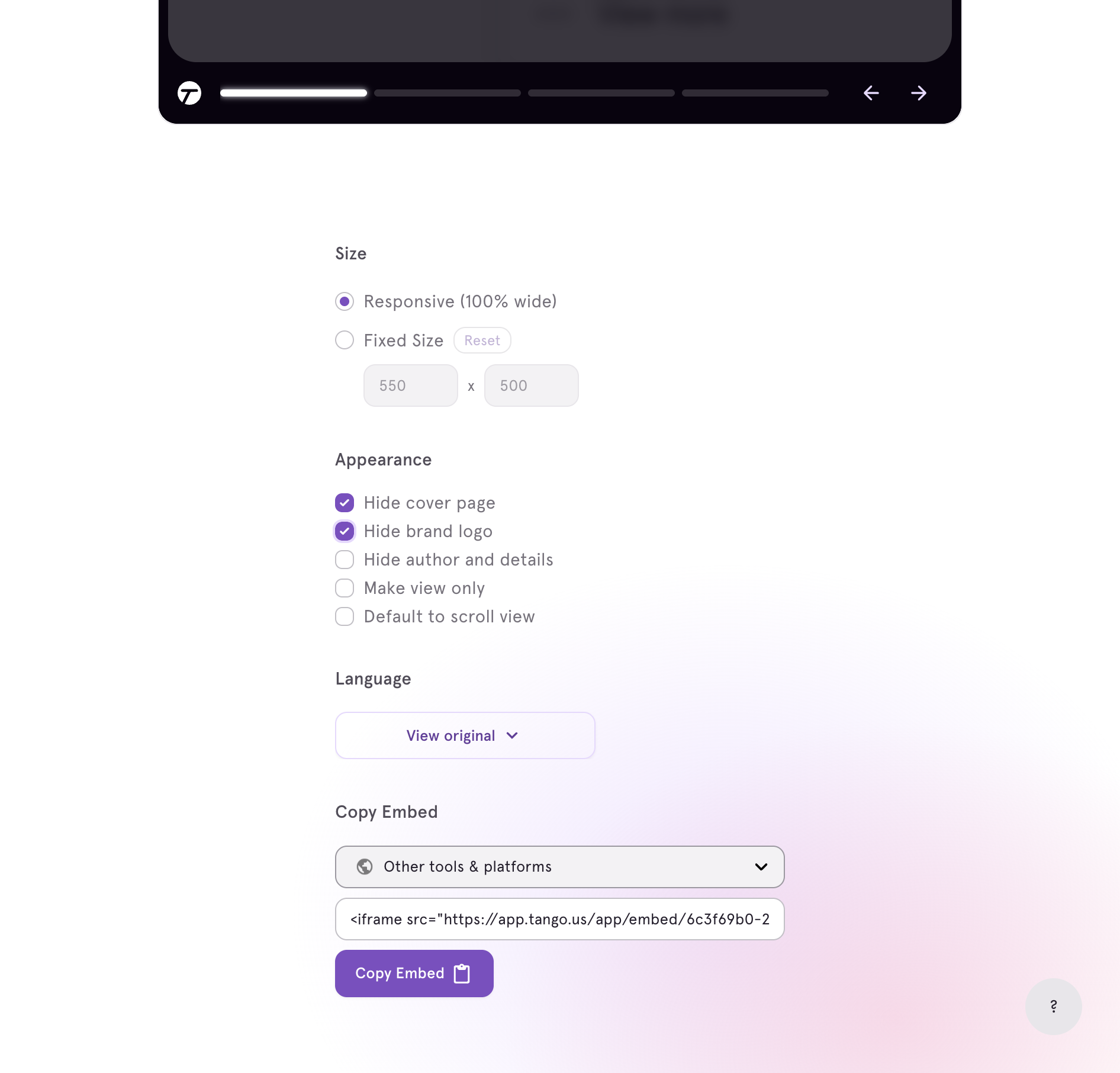 A. Select the desired options B. Click on "Other tools & platforms"