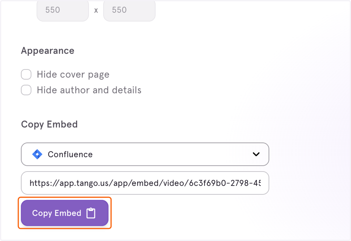Click on Copy Embed