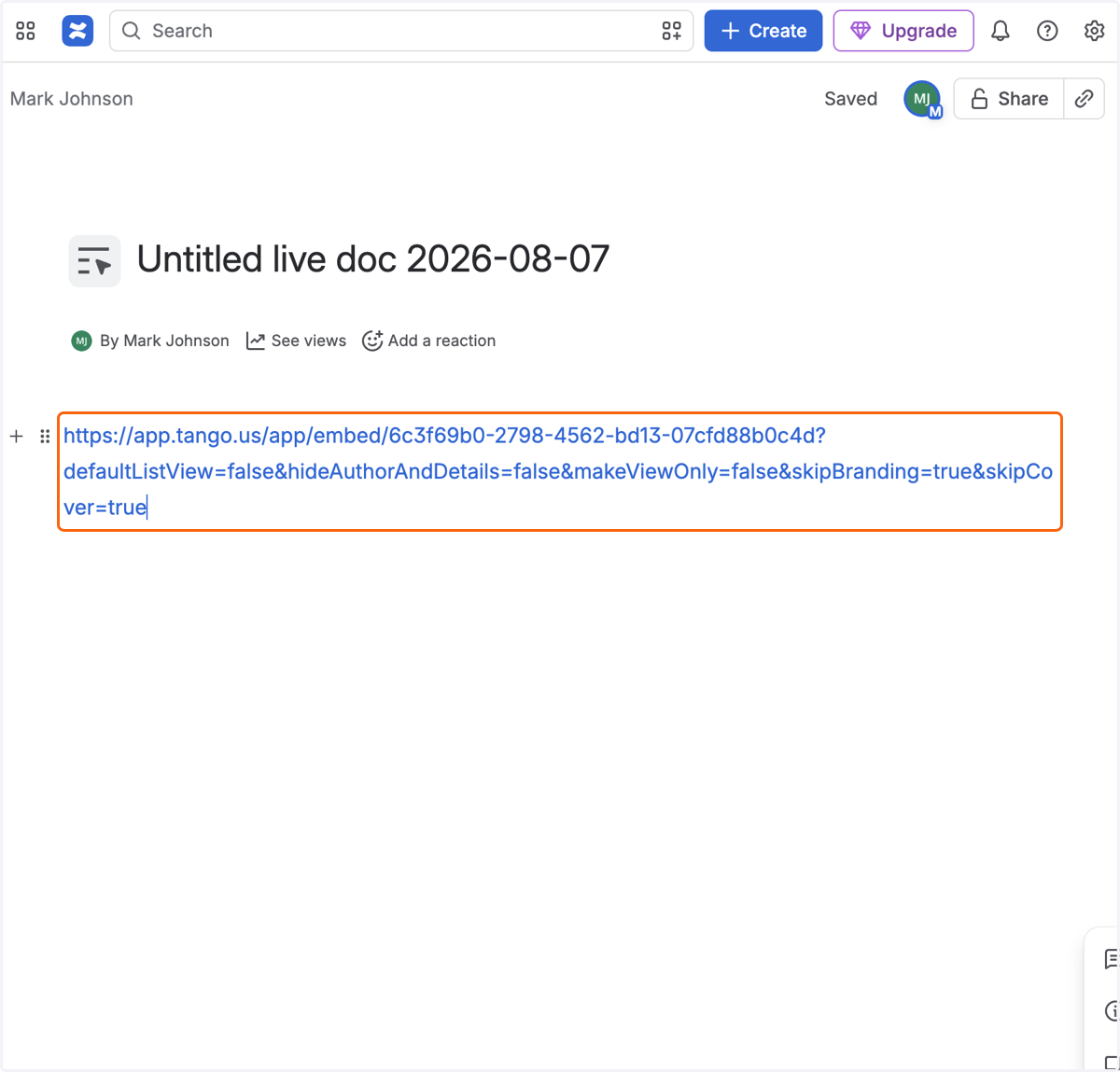 Paste the embed URL onto your Confluence page