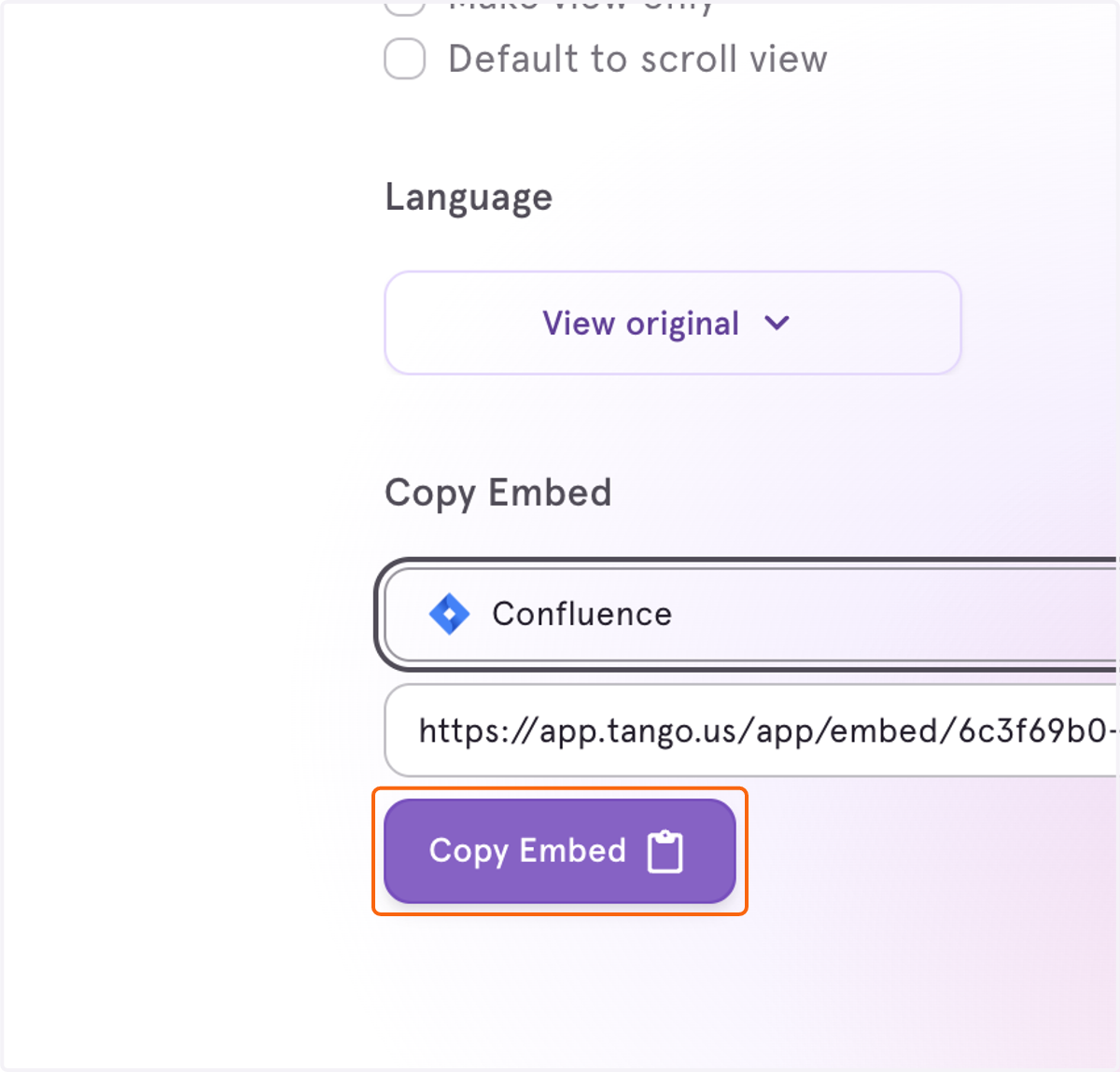 Click on Copy Embed