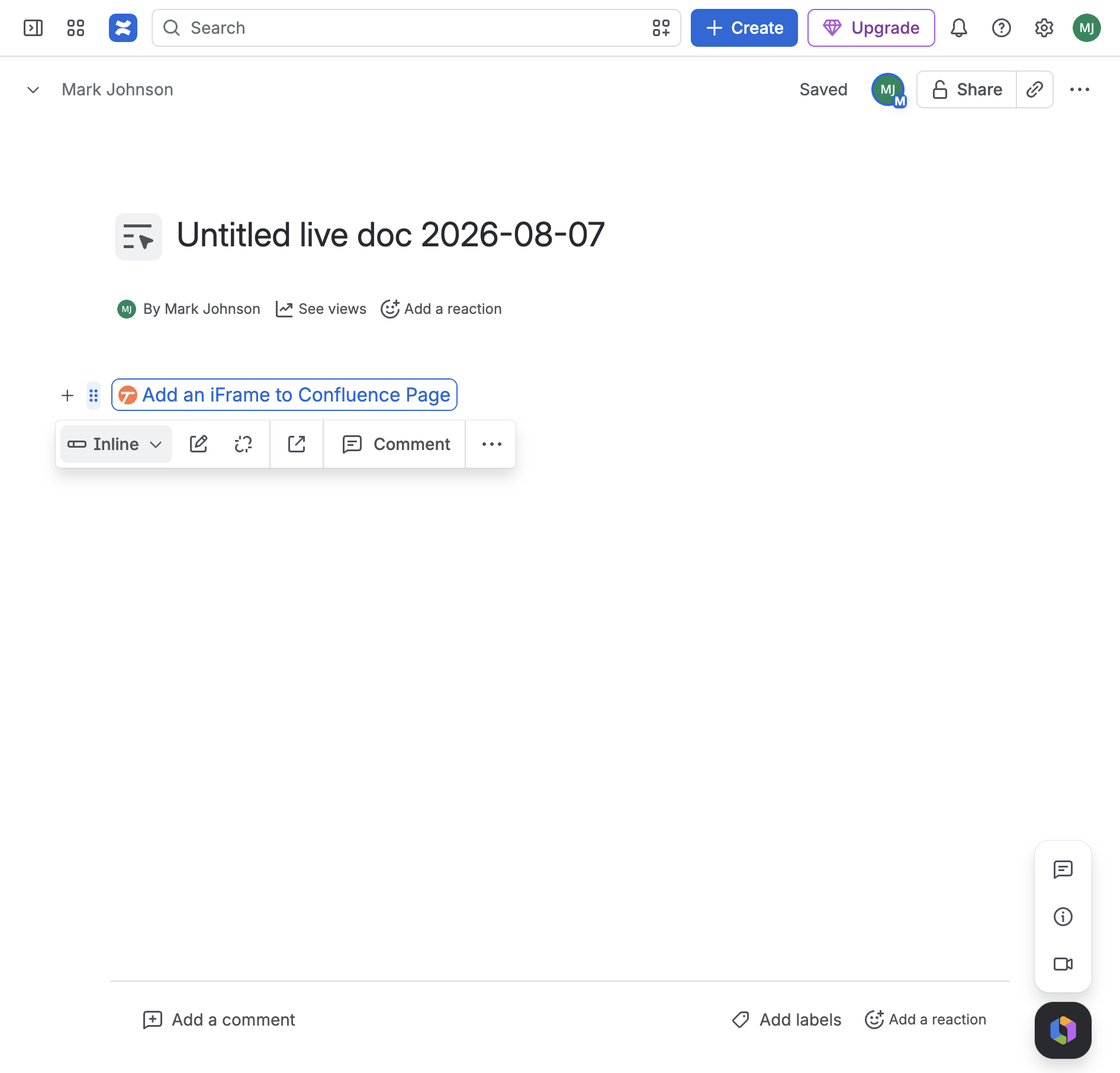 Click on Inline