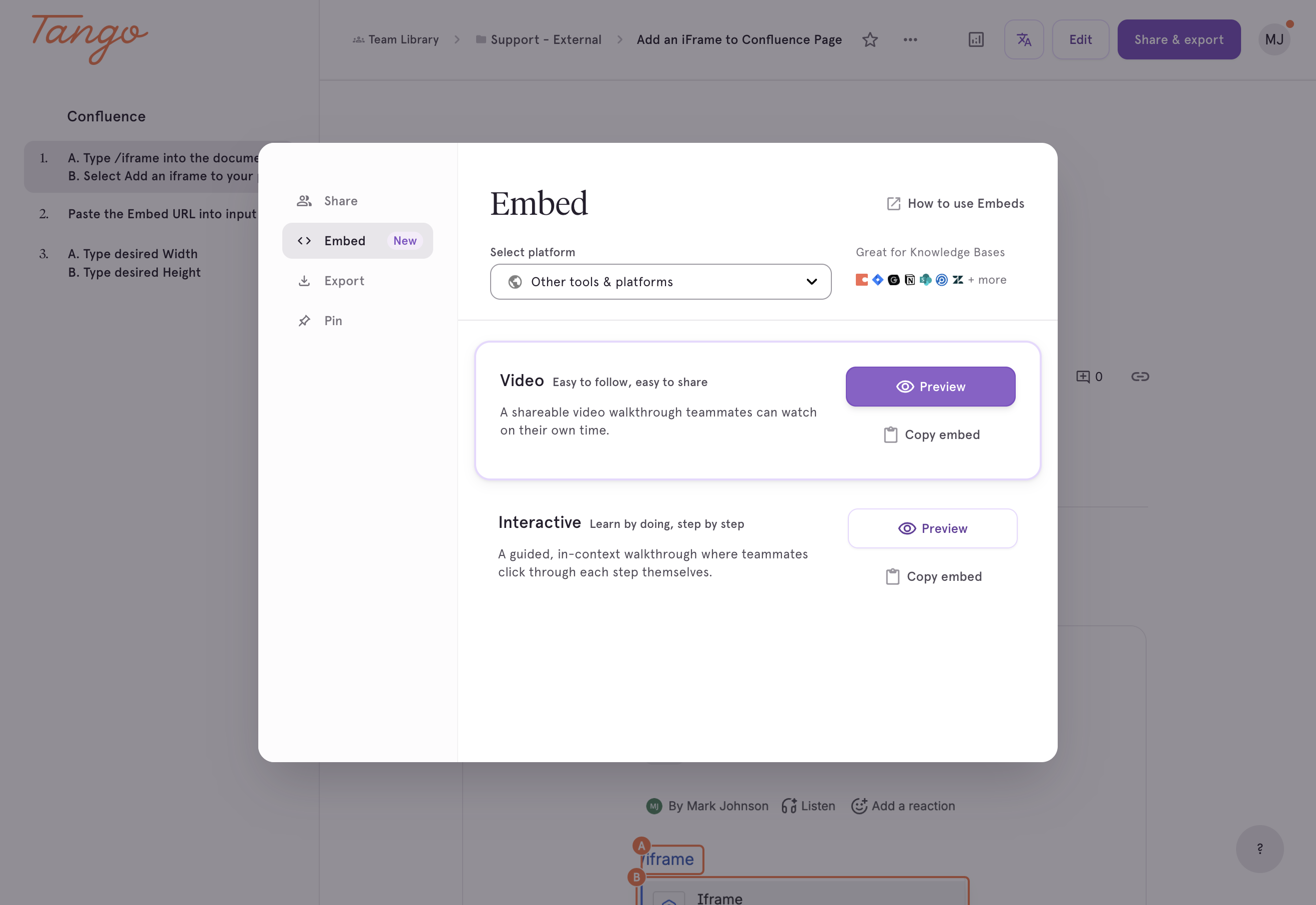 Click on the "Preview" button for Video Embeds