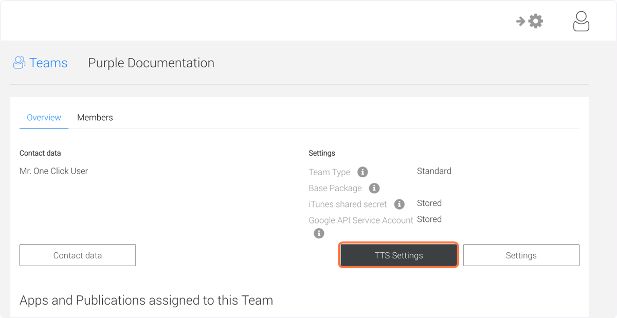Click on 'TTS Settings' Click on 'TTS Settings'
